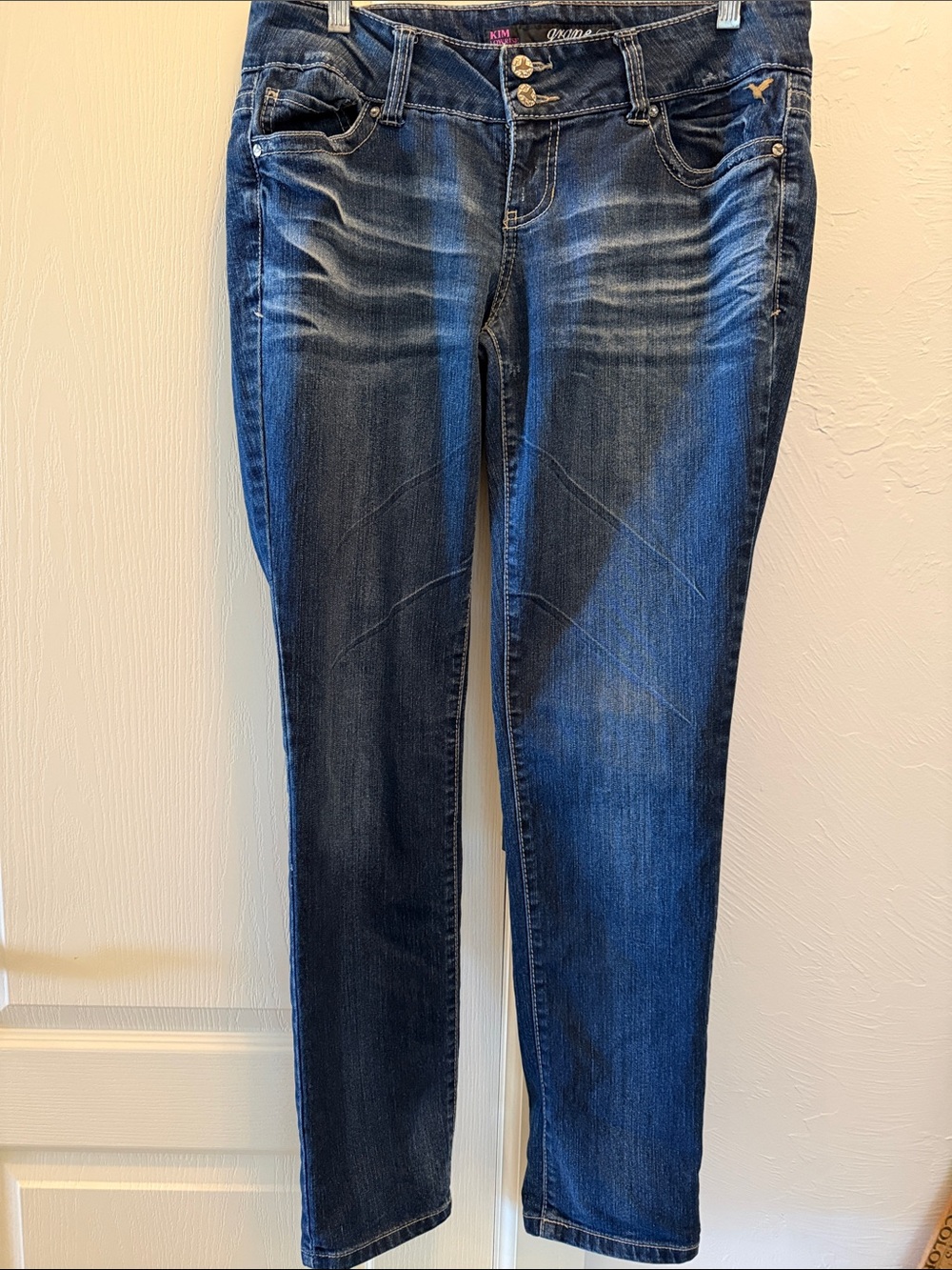 Grane Kim Lowrise Curvy Skinny Jeans in Dark Blue Denim